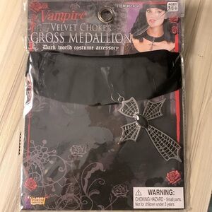 NWT Black Velvet Choker with Cross Medallion
